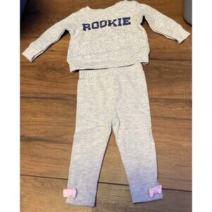 Rookie 2 Piece Baby Girls Set 0-3 Months Grey Shirt Pants Set